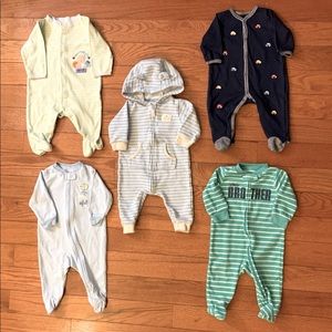 🧸💙 6 Month Baby Boy Footed One Piece Sleeper PJ Bundle